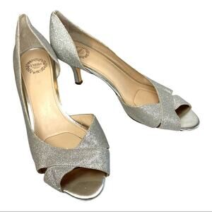 I. Miller Champagne Gold Glitter Sparkle Heels 8.5 Wedding Prom